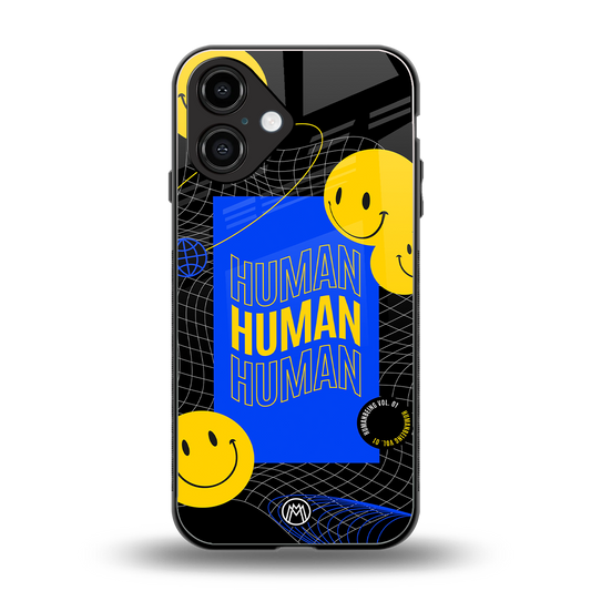 human being back phone cover | glass case for iphone 16