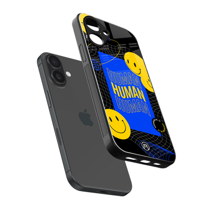 human being back phone cover | glass case for iphone 16