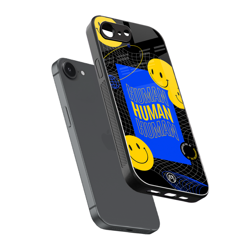 human being back phone cover | glass case for iphone 16e
