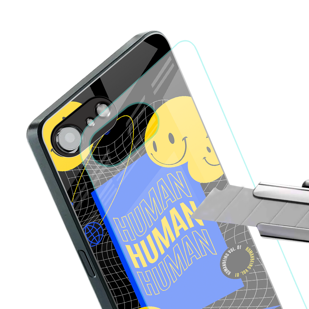 human being back phone cover | glass case for iphone 16e