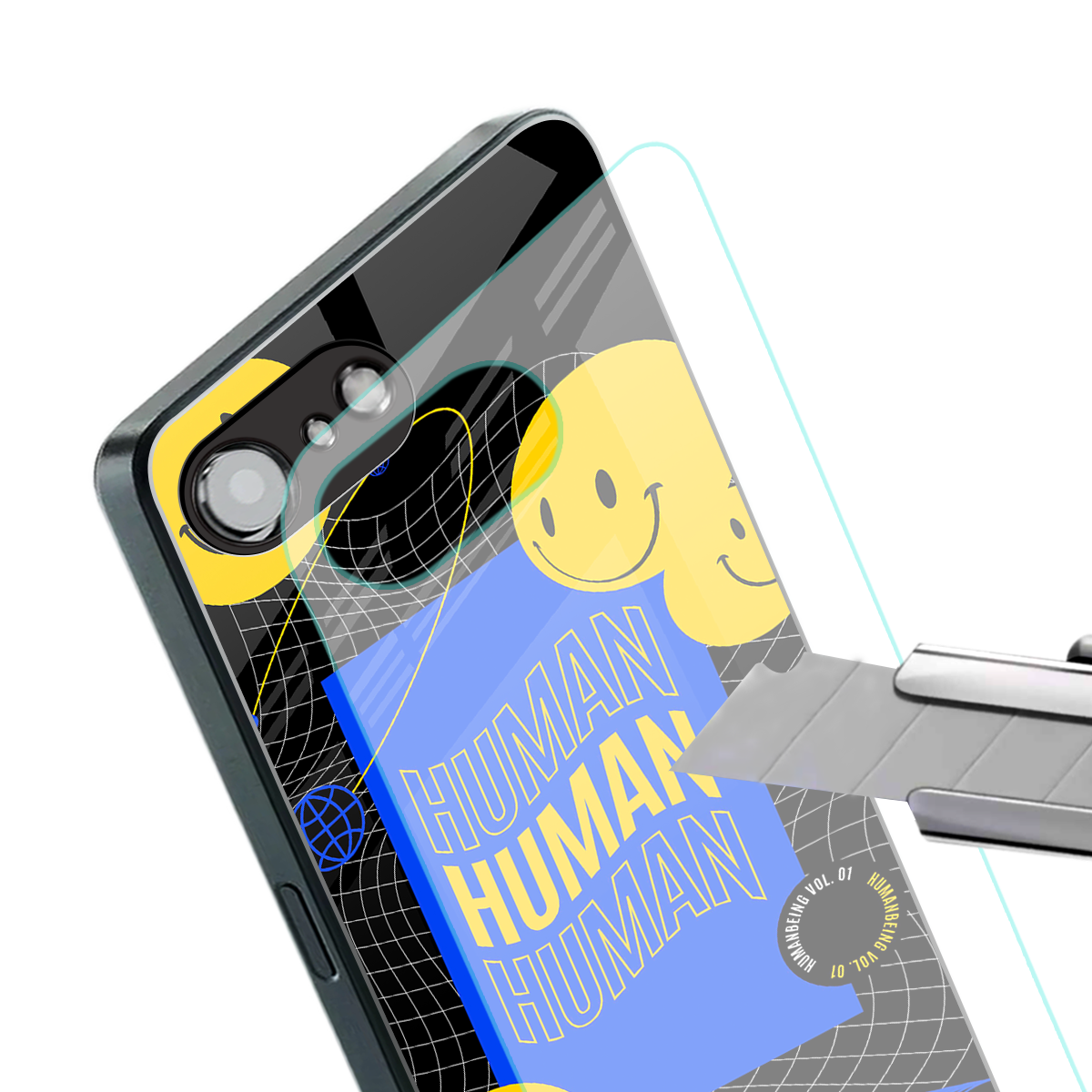 human being back phone cover | glass case for iphone 16e