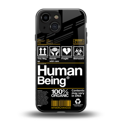 human being label back phone cover | glass case for iphone 13 mini