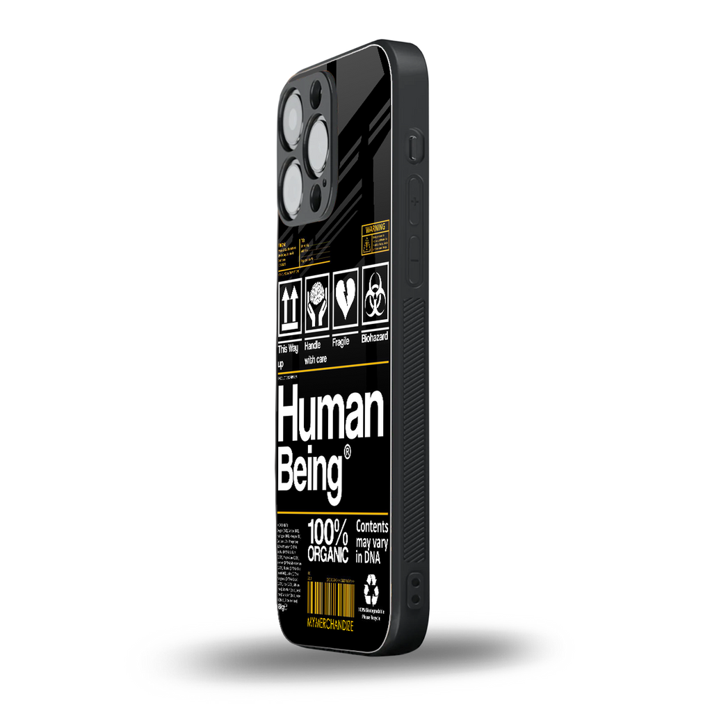 human being label back phone cover | glass case for iphone 13 pro max
