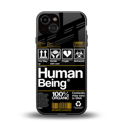 human being label back phone cover | glass case for iphone 13