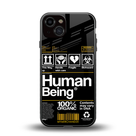 human being label back phone cover | glass case for iphone 13