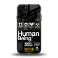 human being label back phone cover | glass case for iphone 14 plus