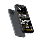 human being label back phone cover | glass case for iphone 15 plus