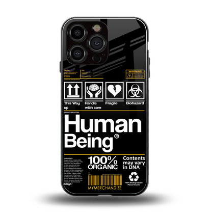 human being label back phone cover | glass case for iphone 14 pro max