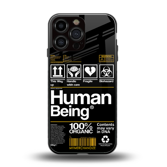human being label back phone cover | glass case for iphone 14 pro max