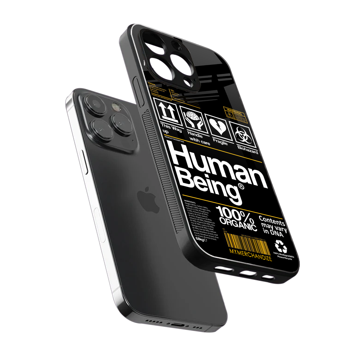 human being label back phone cover | glass case for iphone 15 pro max