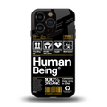 human being label back phone cover | glass case for iphone 15 pro