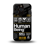 human being label back phone cover | glass case for iphone 15 pro