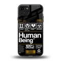 human being label back phone cover | glass case for iphone 15