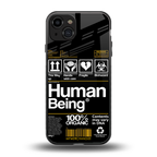 human being label back phone cover | glass case for iphone 15