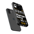 human being label back phone cover | glass case for iphone 16 plus