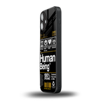 human being label back phone cover | glass case for iphone 16 plus