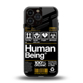 human being label back phone cover | glass case for iphone 16 pro max