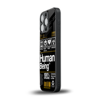 human being label back phone cover | glass case for iphone 16 pro