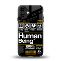 human being label back phone cover | glass case for iphone 16