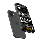 human being label back phone cover | glass case for iphone 16