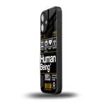 human being label back phone cover | glass case for iphone 16