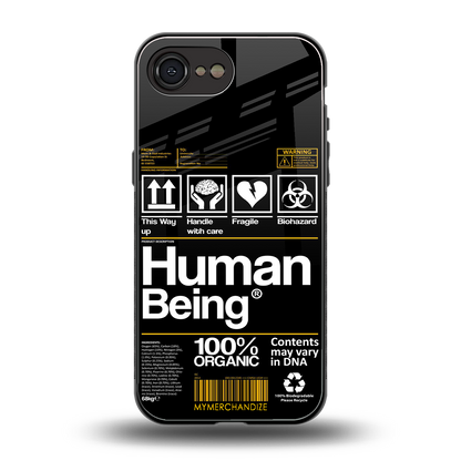 human being label back phone cover | glass case for iphone 16e