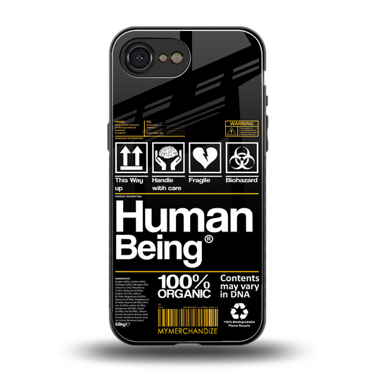 human being label back phone cover | glass case for iphone 16e