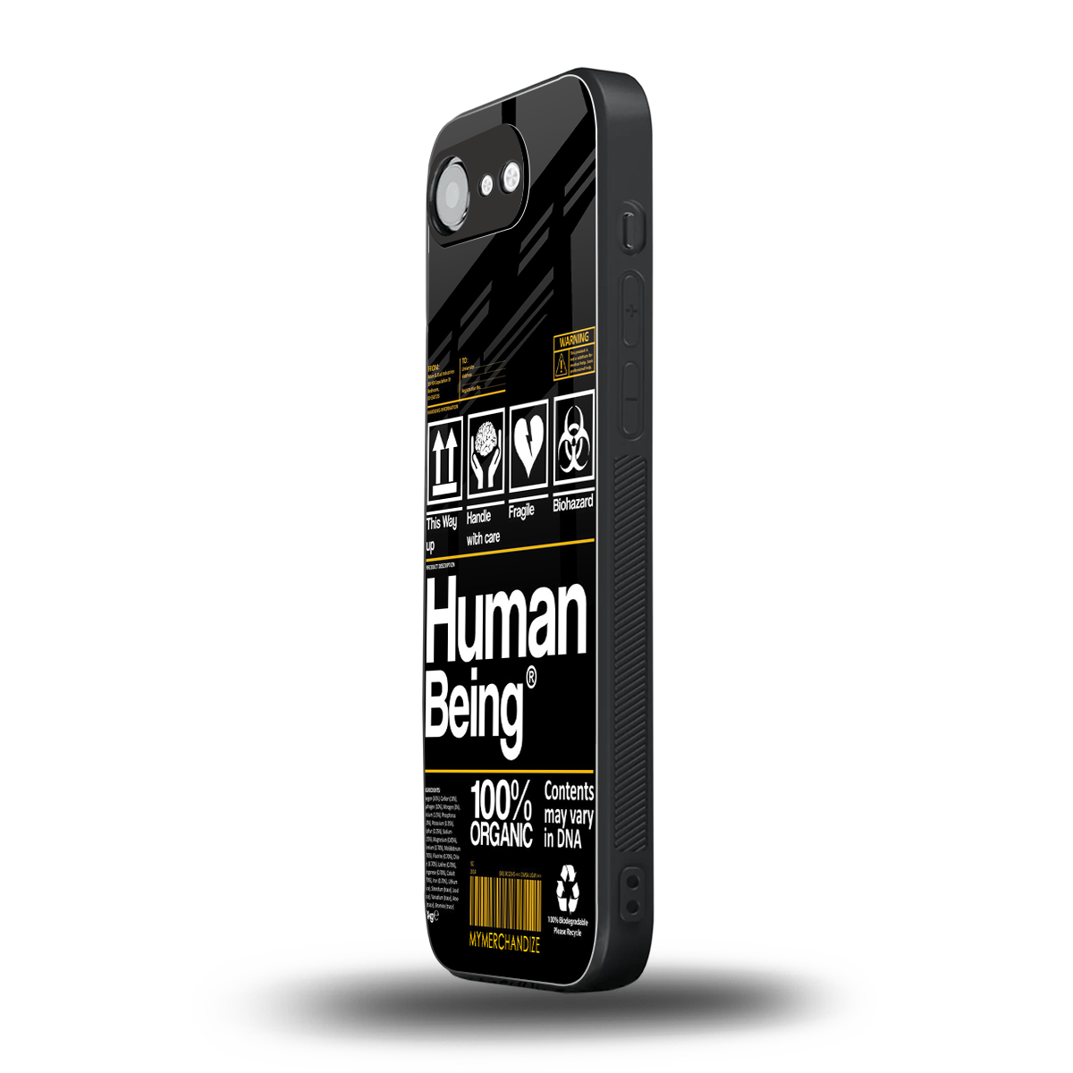 human being label back phone cover | glass case for iphone 16e