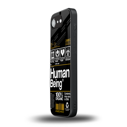 human being label back phone cover | glass case for iphone 16e