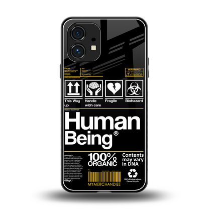 human being label back phone cover | glass case for nothing phone 1