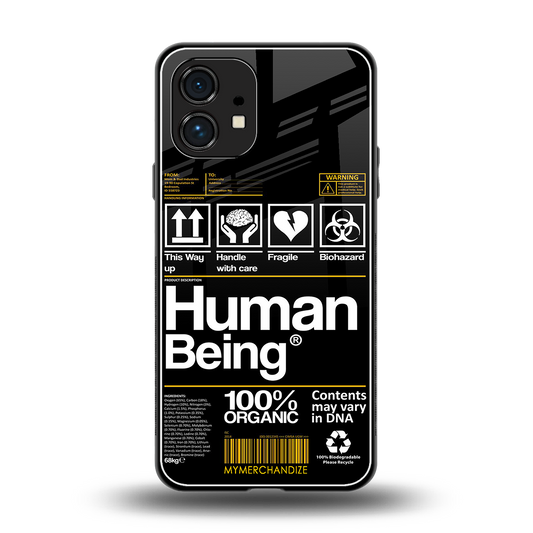 human being label back phone cover | glass case for nothing phone 1