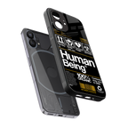 human being label back phone cover | glass case for nothing phone 1