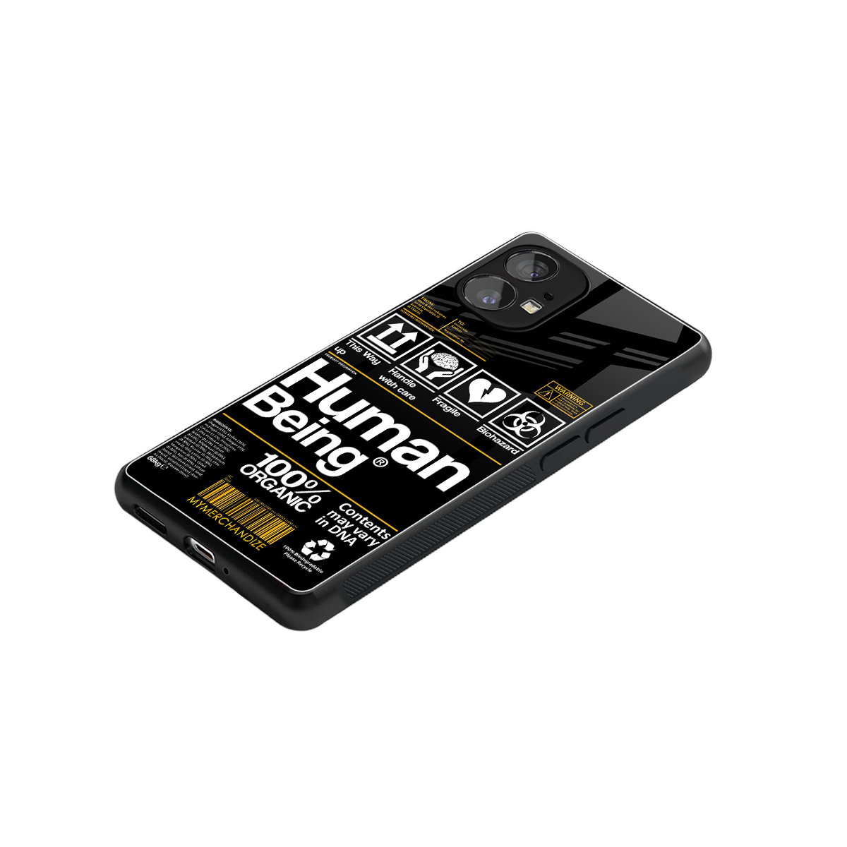 human being label back phone cover | glass case for nothing phone 1