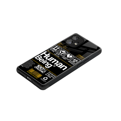 human being label back phone cover | glass case for nothing phone 1