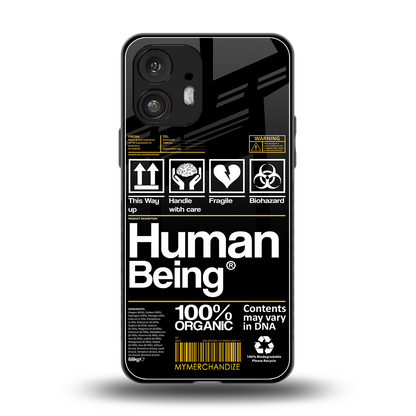 human being label back phone cover | glass case for nothing phone 2