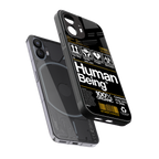 human being label back phone cover | glass case for nothing phone 2