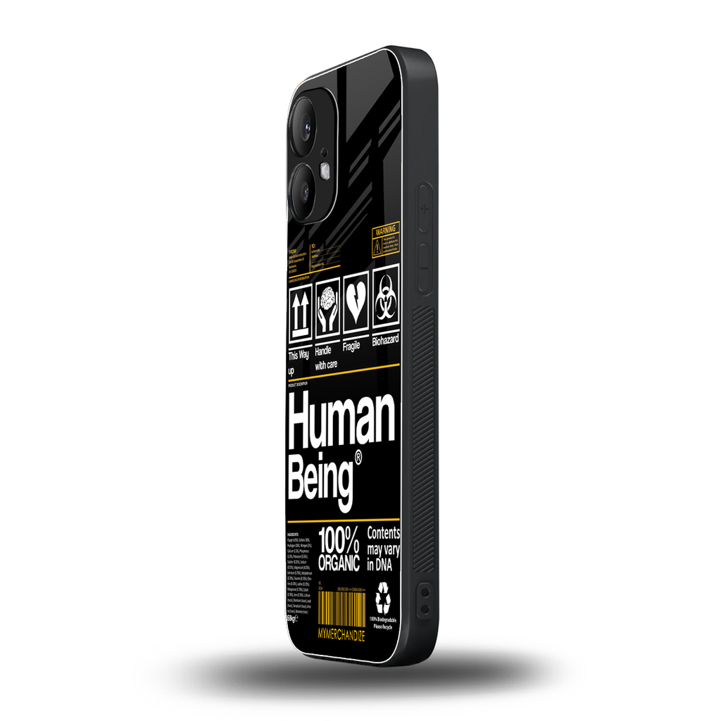 human being label back phone cover | glass case for nothing phone 2