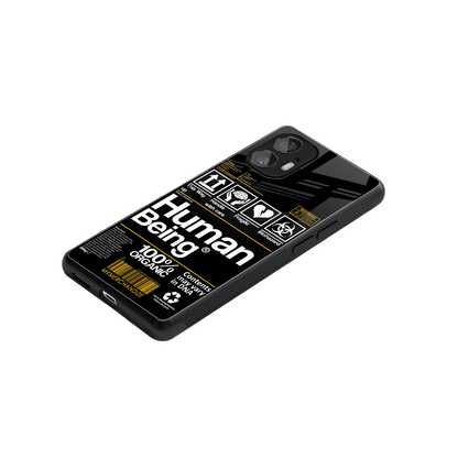 human being label back phone cover | glass case for nothing phone 2