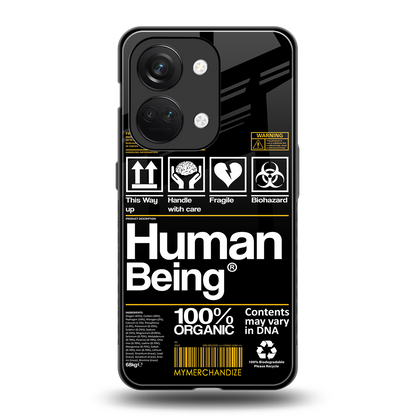 human being label back phone cover | glass case for oneplus nord 3
