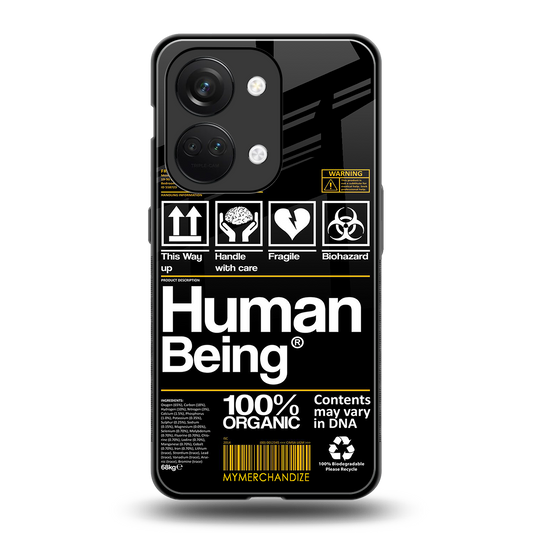 human being label back phone cover | glass case for oneplus nord 3