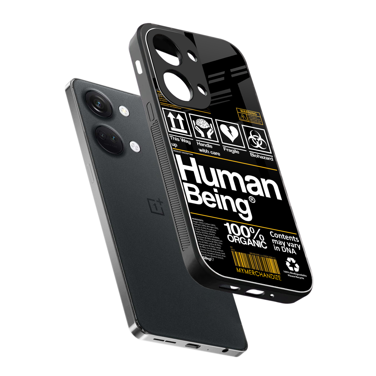 human being label back phone cover | glass case for oneplus nord 3