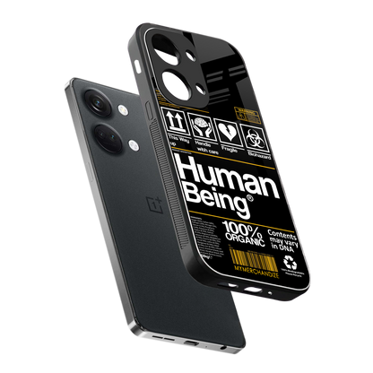 human being label back phone cover | glass case for oneplus nord 3