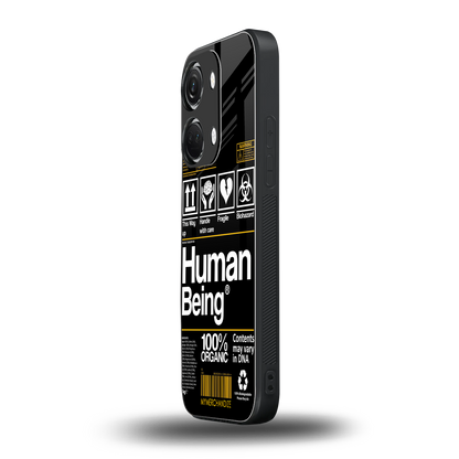 human being label back phone cover | glass case for oneplus nord 3