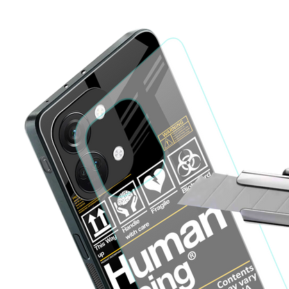 human being label back phone cover | glass case for oneplus nord 3