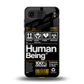human being label back phone cover | glass case for oneplus nord 4
