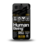 human being label back phone cover | glass case for oneplus nord 4