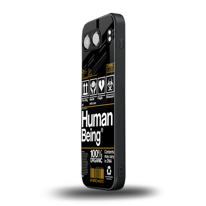 human being label back phone cover | glass case for oneplus nord 4