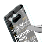 human being label back phone cover | glass case for oneplus nord 4
