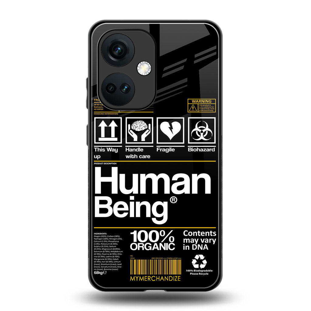 human being label back phone cover | glass case for oneplus nord ce 3