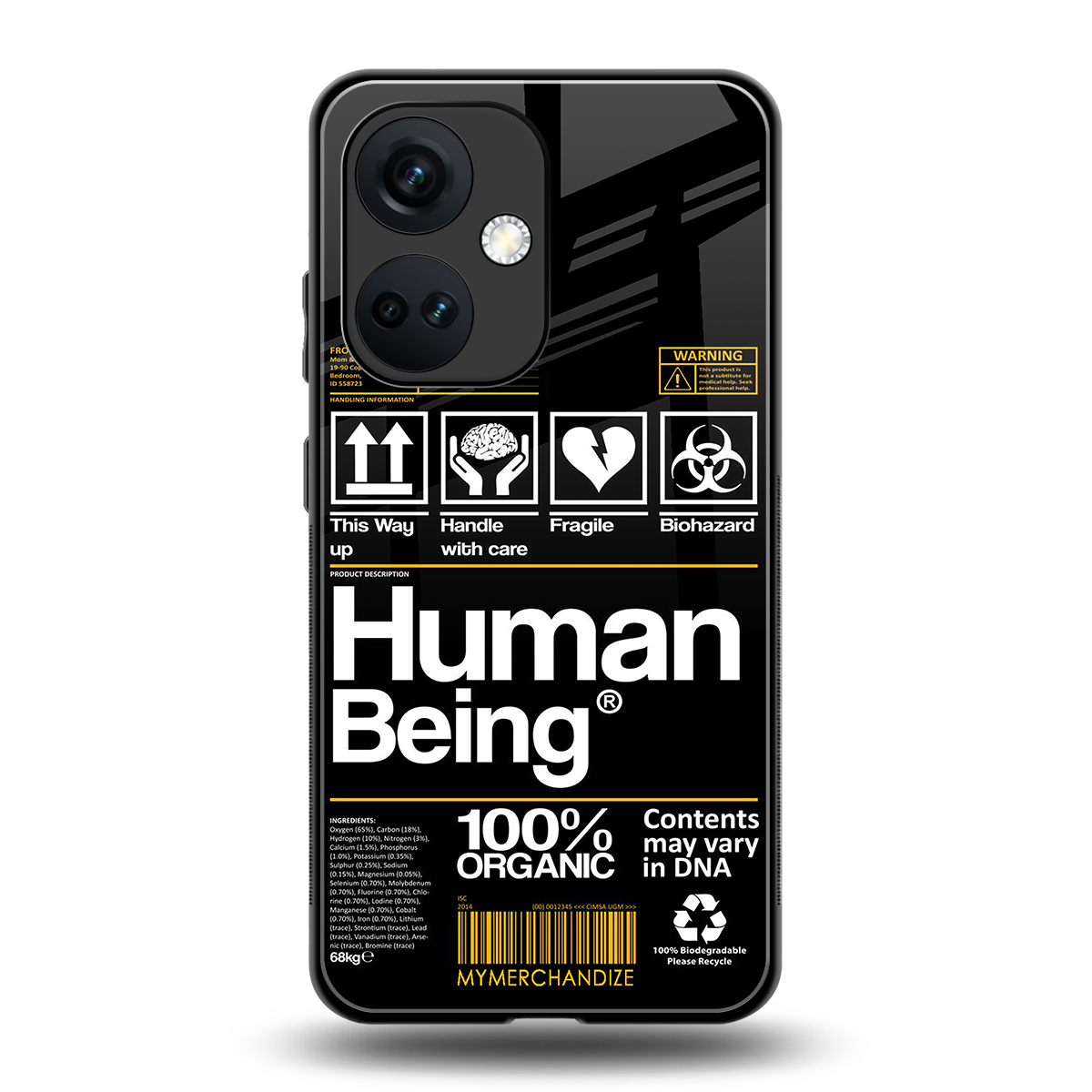 human being label back phone cover | glass case for oneplus nord ce 3
